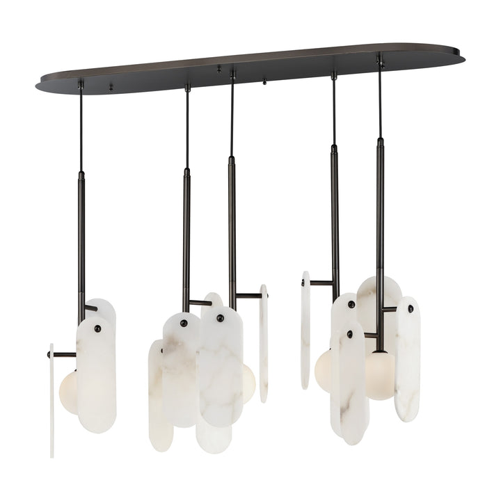 Megalith - Glass Megalith 5-Light Pendant by Studio M Lighting in Gunmetal