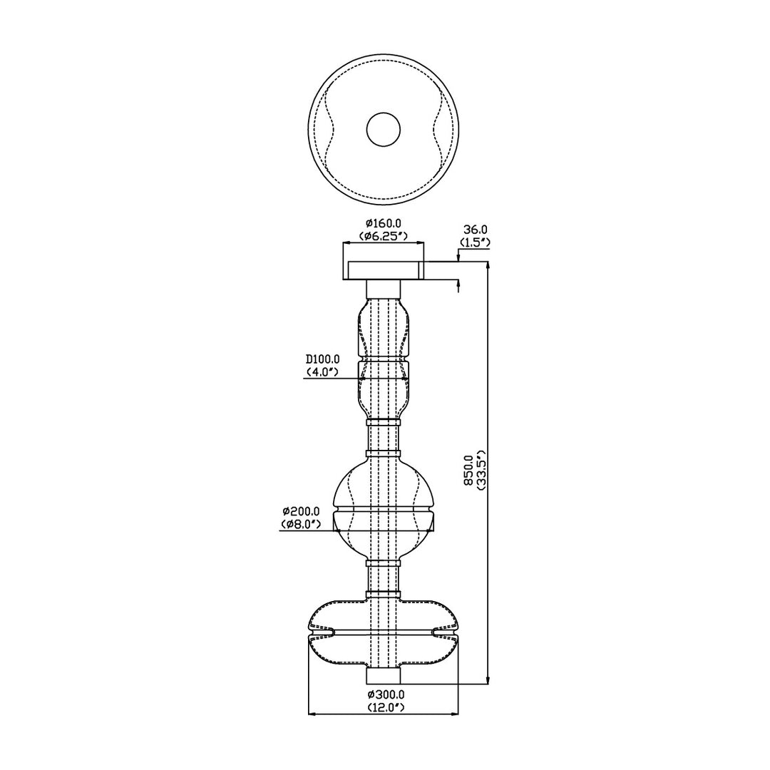 Gusto 33" LED Ceiling Mount by Studio M Lighting – line drawing