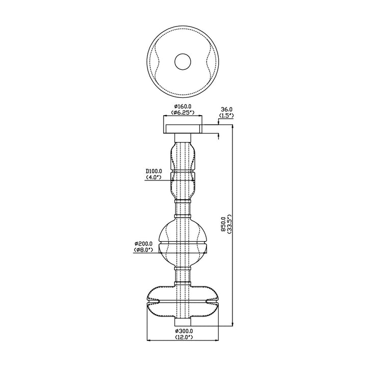 Gusto 33" LED Ceiling Mount by Studio M Lighting – line drawing