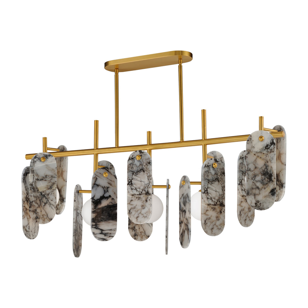 Megalith - Glass Megalith 5-Light Linear by Studio M Lighting in Natural Aged Brass