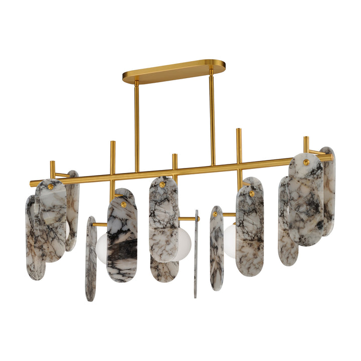 Megalith - Glass Megalith 5-Light Linear by Studio M Lighting in Natural Aged Brass