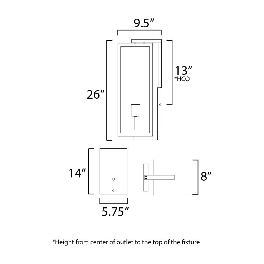 Catalina 2-Light XL Outdoor Up-Light Wall Sconce by Studio M Lighting – line drawing