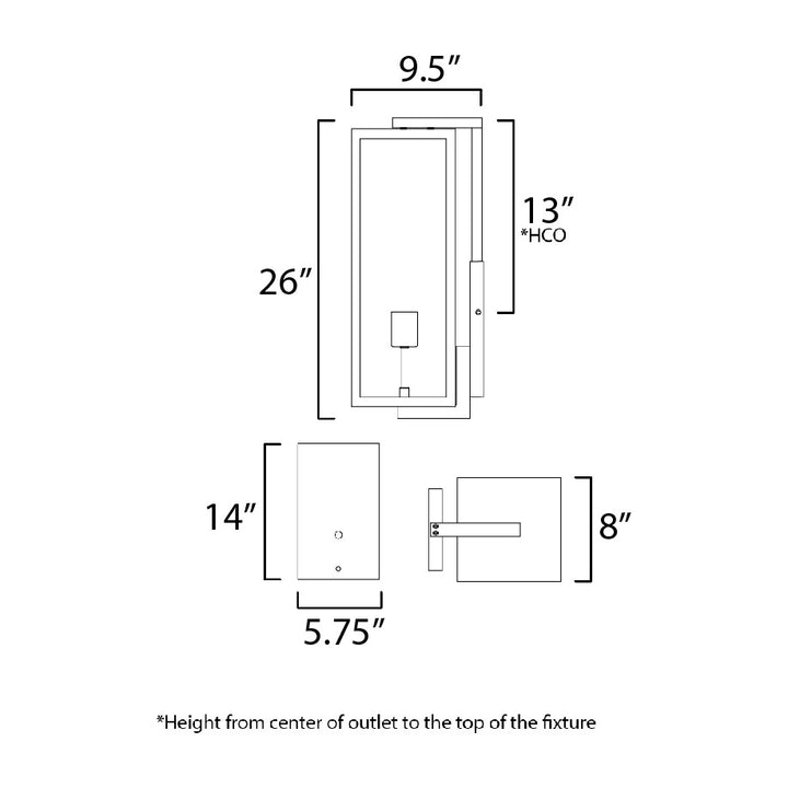 Catalina 2-Light XL Outdoor Up-Light Wall Sconce by Studio M Lighting – line drawing