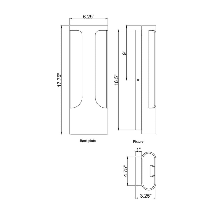 Maglev 18" LED Outdoor Wall Lamp by Studio M Lighting – line drawing