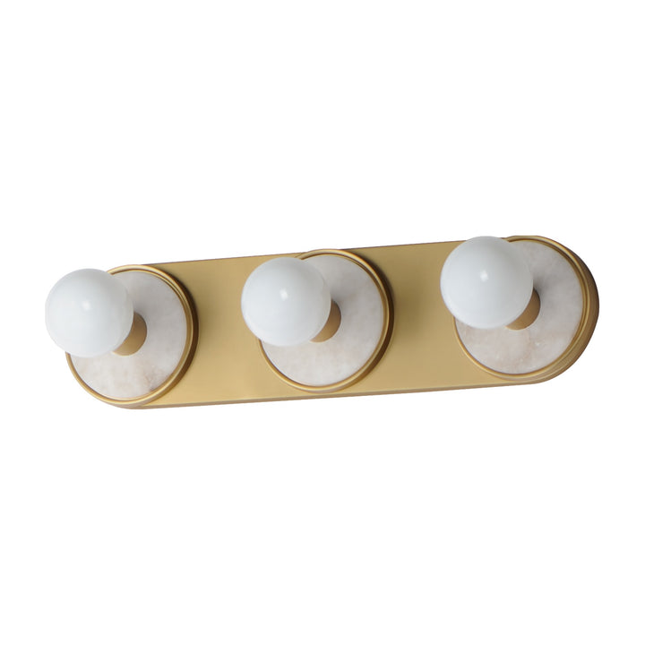 Hollywood 3-Light Sconce w/ LED Bulb by Studio M Lighting in Whit Alabaster / Natural Aged Brass