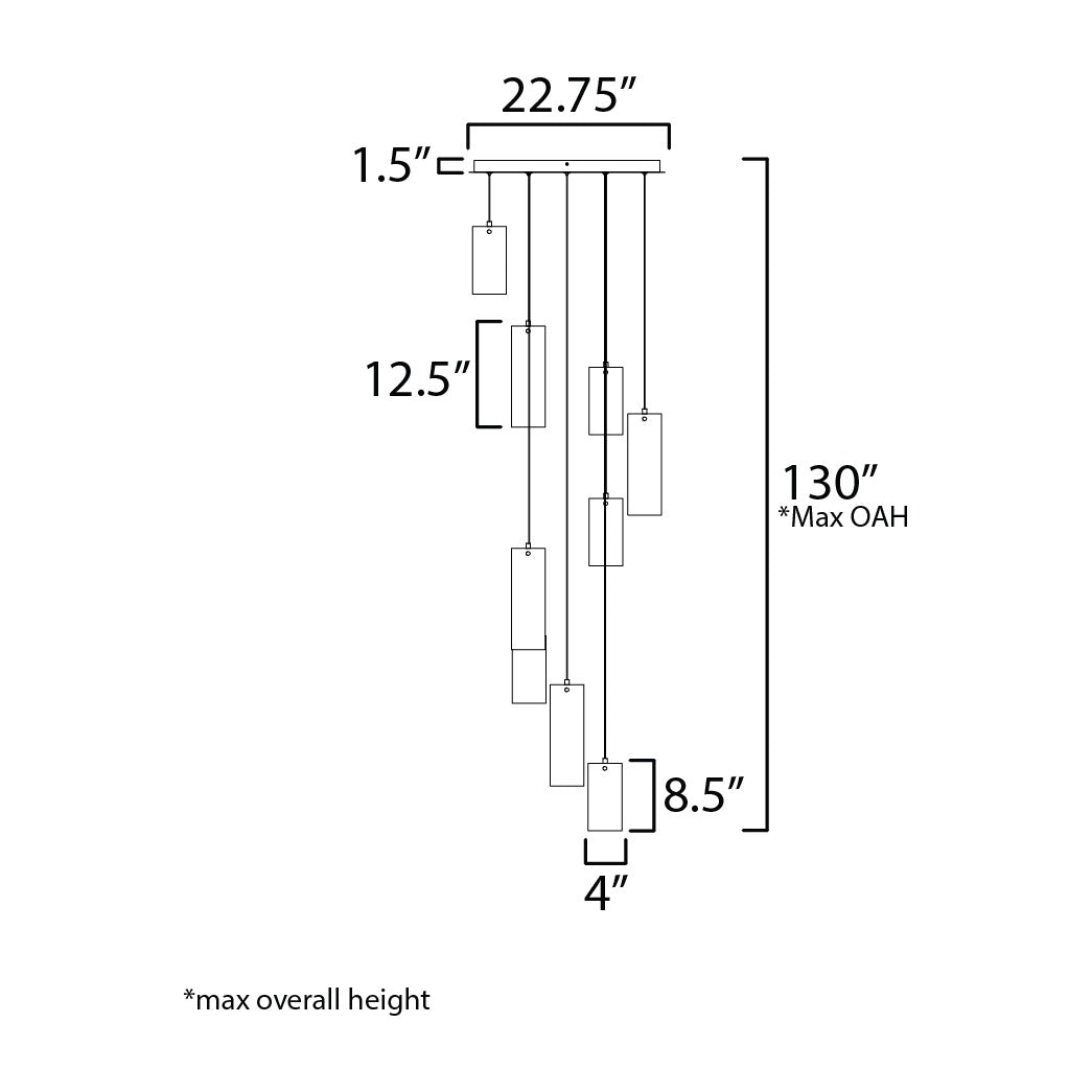Highball 9-Light LED Pendant by Studio M Lighting – line drawing