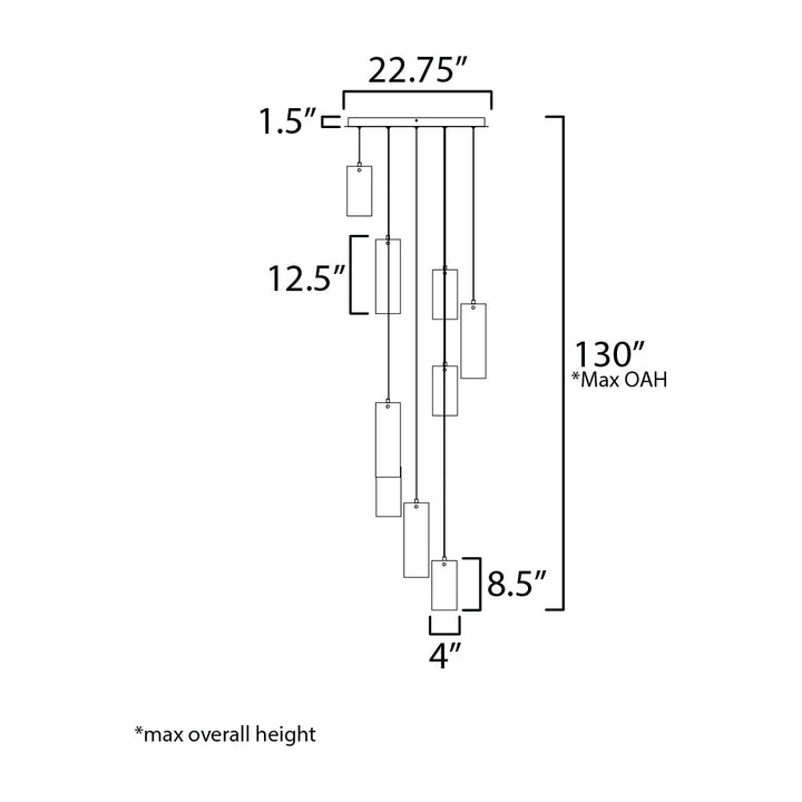 Highball 9-Light LED Pendant by Studio M Lighting – line drawing