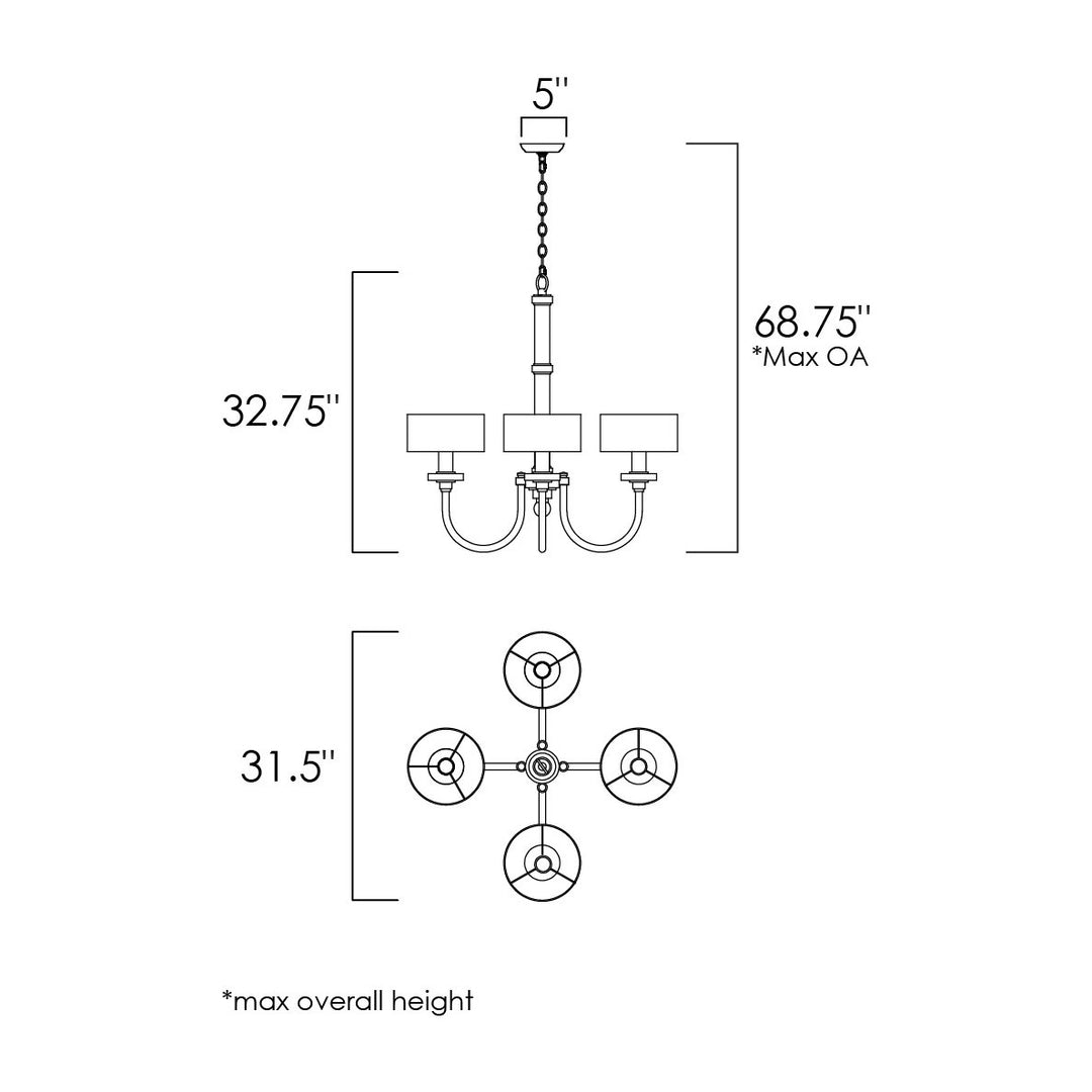 Manhattan 4-Light Chandelier by Studio M Lighting – line drawing