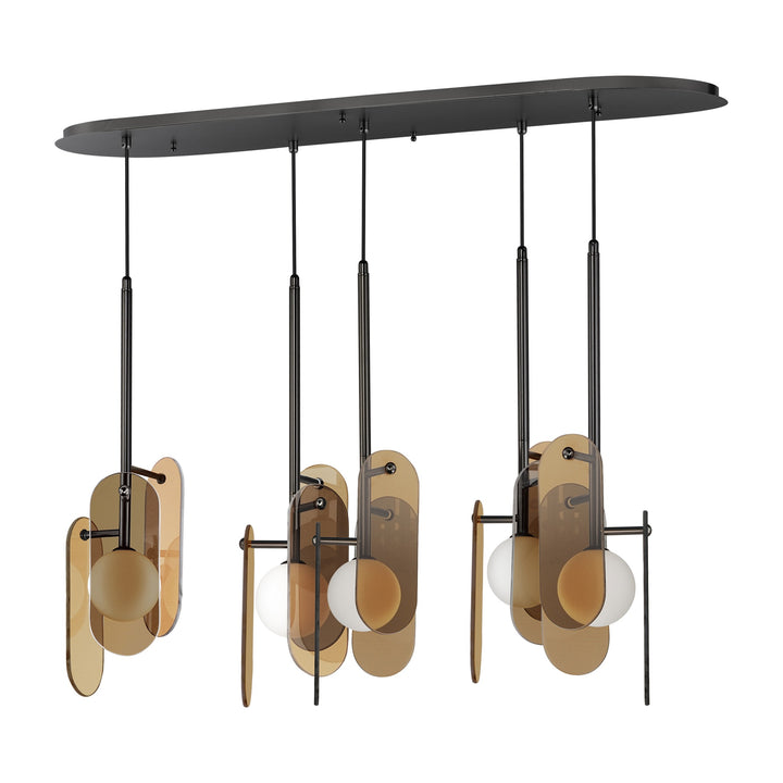 Megalith - Glass Megalith 5-Light Pendant by Studio M Lighting in Gunmetal
