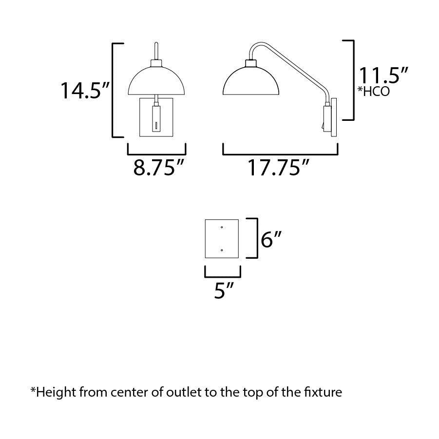 Thelonious 1-Light Wall Sconce by Studio M Lighting – line drawing