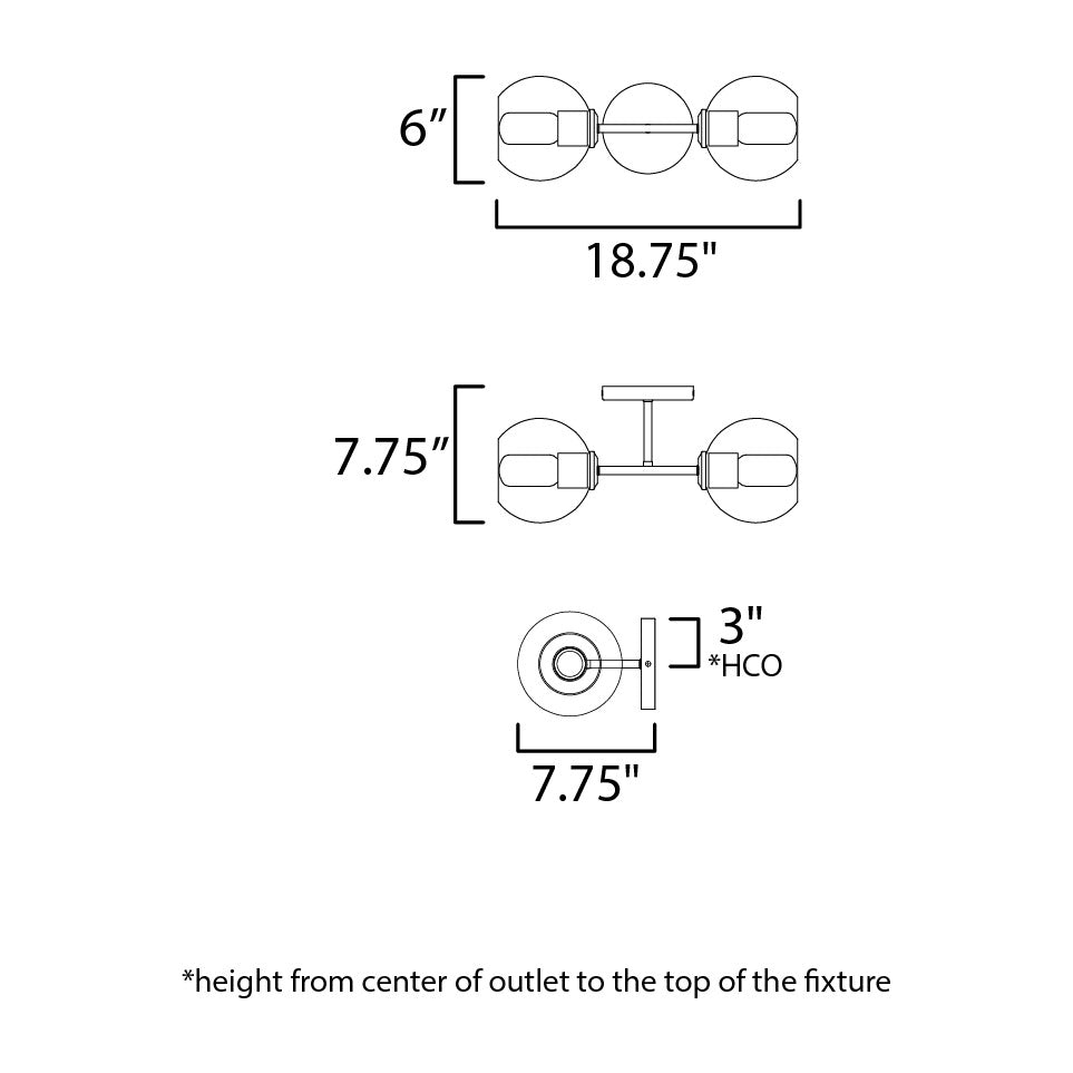 Knox 2-Light Wall Sconce by Studio M Lighting – line drawing