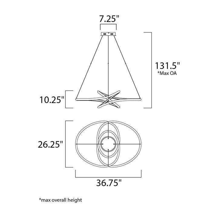 Twisted LED Pendant by Studio M Lighting – line drawing