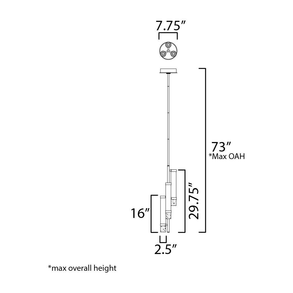 Travertine 3-Light LED Pendant by Studio M Lighting – line drawing