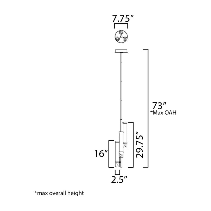 Travertine 3-Light LED Pendant by Studio M Lighting – line drawing