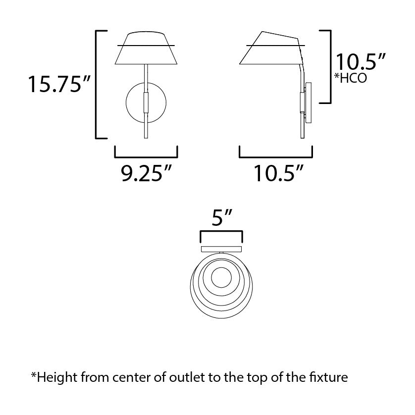 Lucas Single Sconce with Pull Switch by Studio M Lighting – line drawing