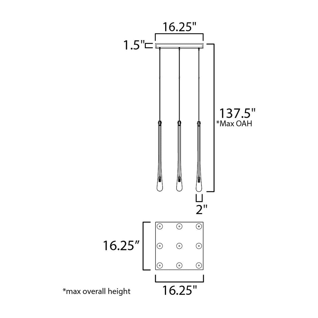 Stillo 9-Light LED Pendant by Studio M Lighting – line drawing
