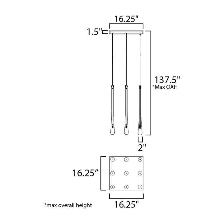 Stillo 9-Light LED Pendant by Studio M Lighting – line drawing