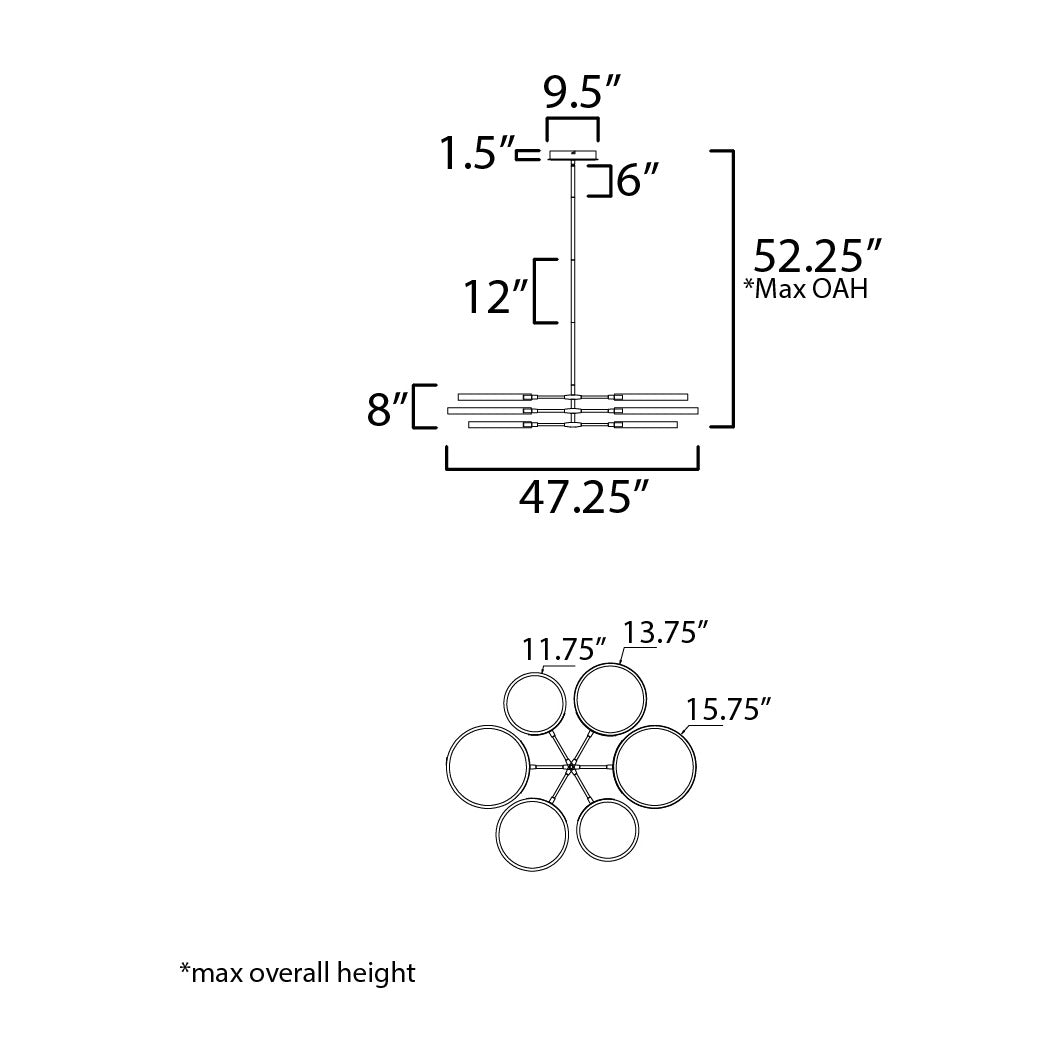 Hoopla 6-Light LED Pendant 254328 by Studio M Lighting – line drawing