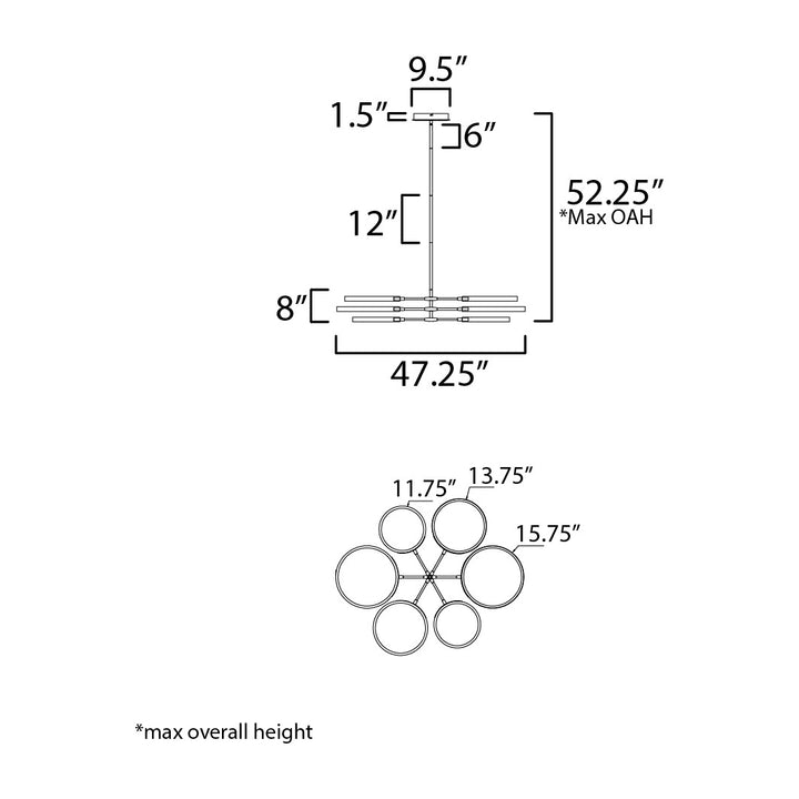Hoopla 6-Light LED Pendant 254328 by Studio M Lighting – line drawing