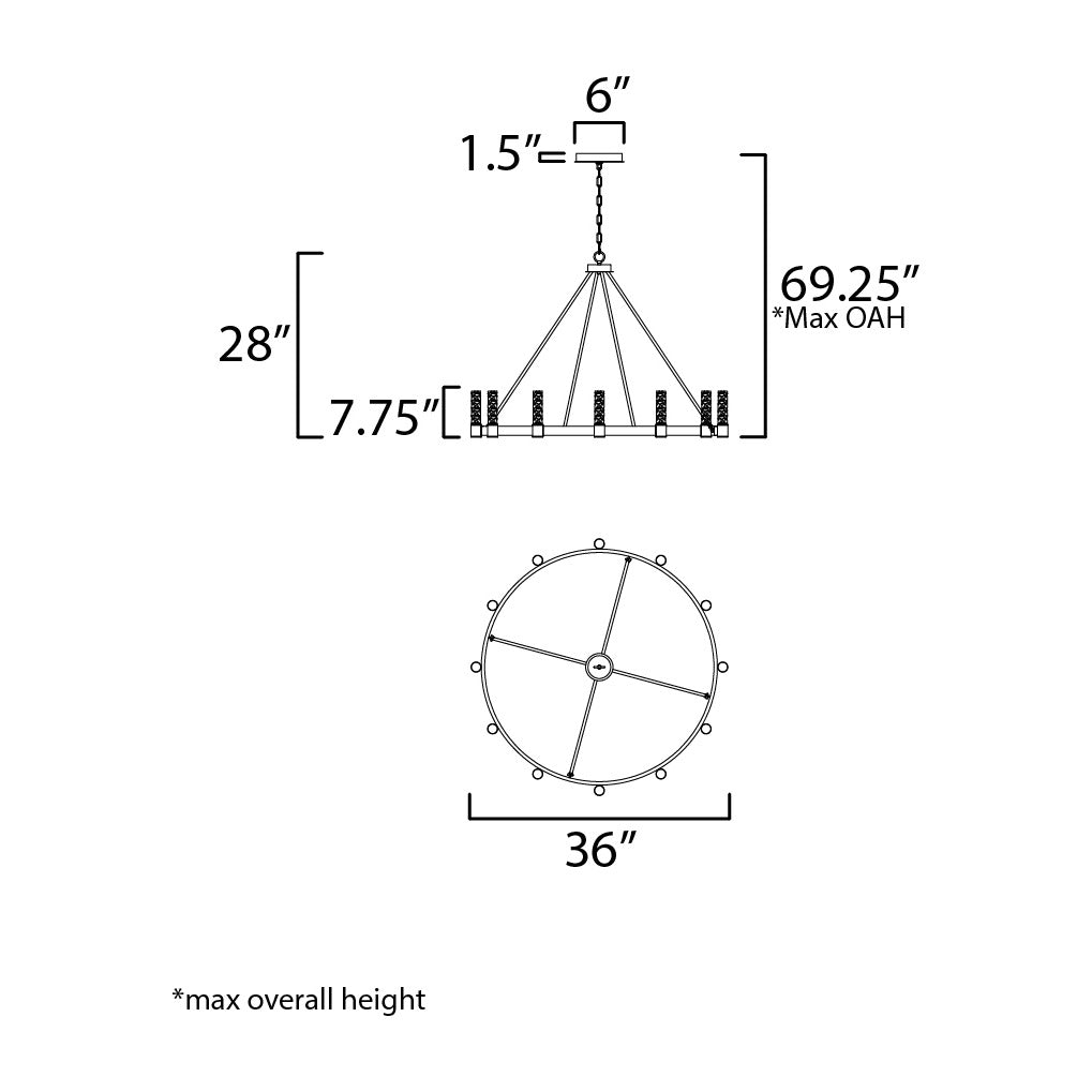 Duchess 8-Light Chandelier by Studio M Lighting – line drawing