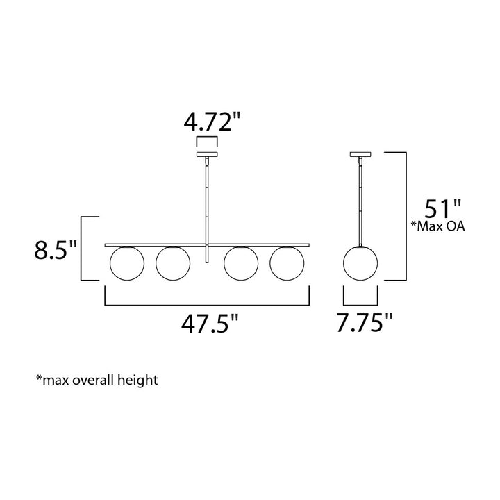 Vesper 4-Light Pendant by Studio M Lighting – line drawing
