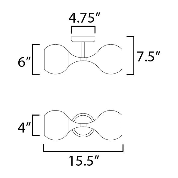 Neve 2-Light Wall Sconce by Studio M Lighting – line drawing