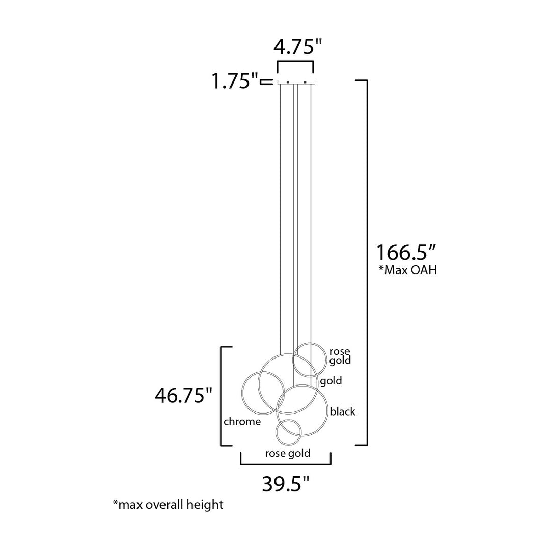 Union LED 5-Light Pendant 250375 by Studio M Lighting – line drawing
