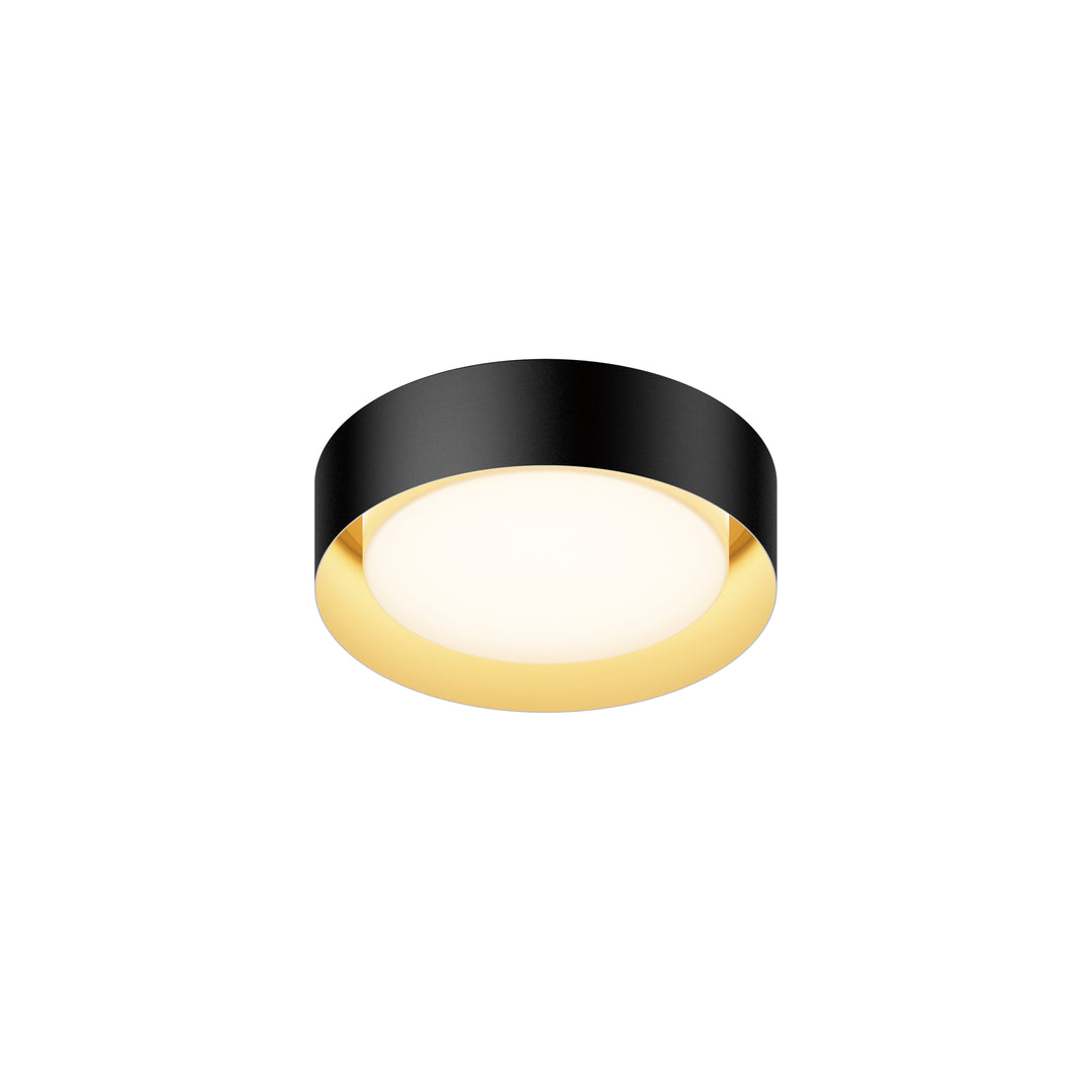 Echo 13" LED Flush Mount by ET2 Lighting in Black / Gold, front view