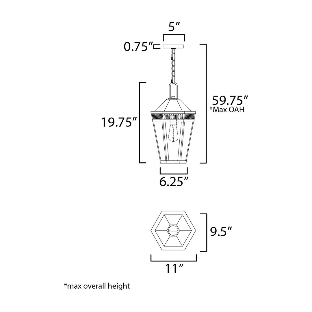 Oxford Outdoor 1-Light Pendant by Studio M Lighting – line drawing