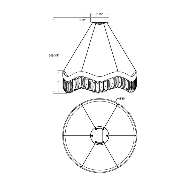 Rolland LED Pendant by Studio M Lighting – line drawing