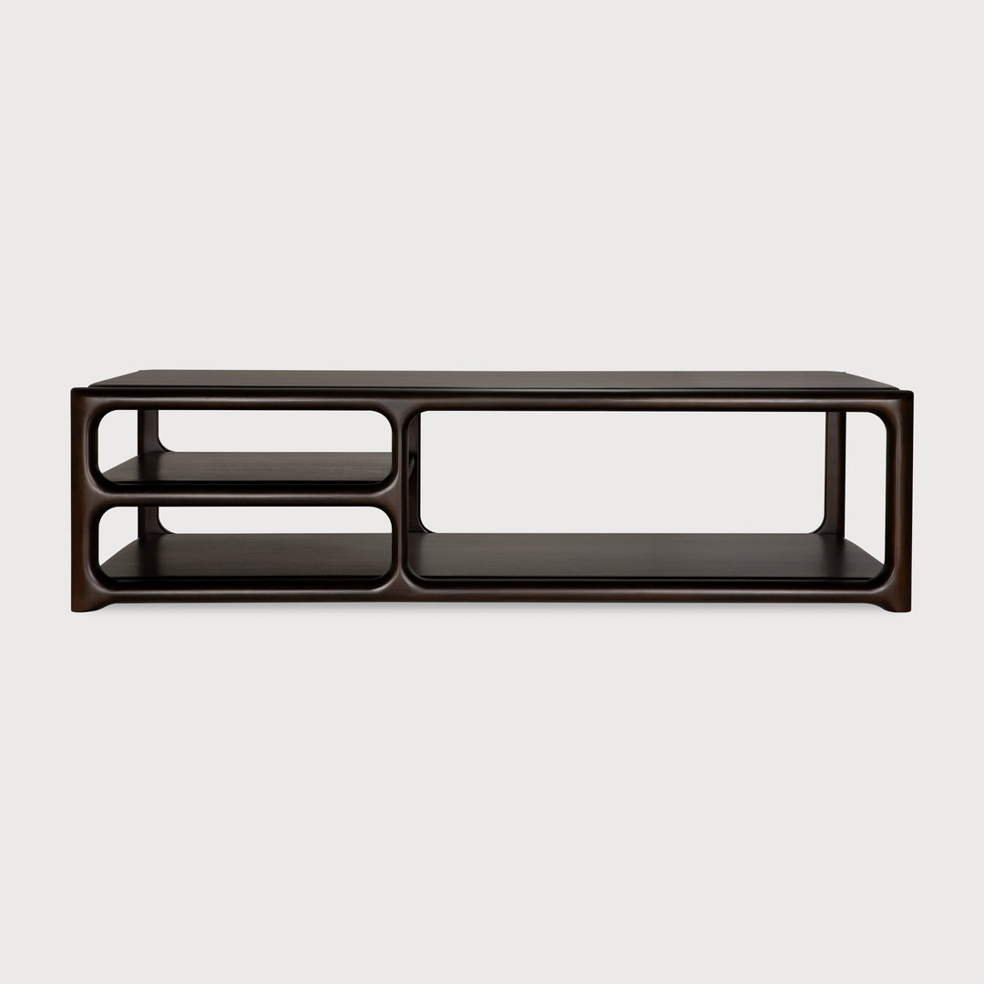 Ethnicraft Eda rectangular coffee table in rose brown mahogany on white