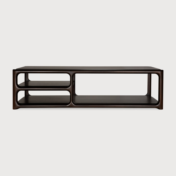 Ethnicraft Eda rectangular coffee table in rose brown mahogany on white
