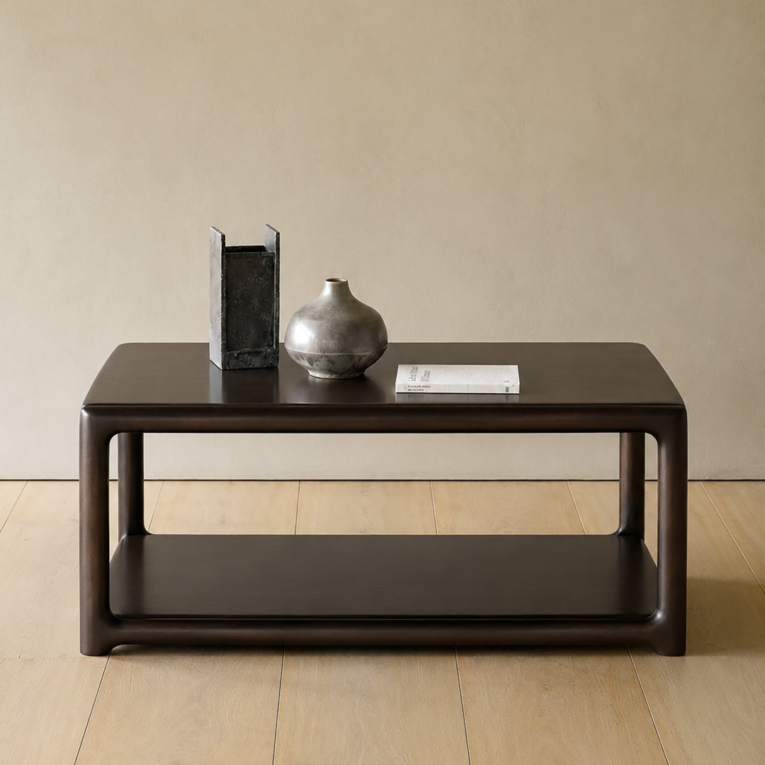 Ethnicraft Eda square coffee table in rose brown mahogany on white