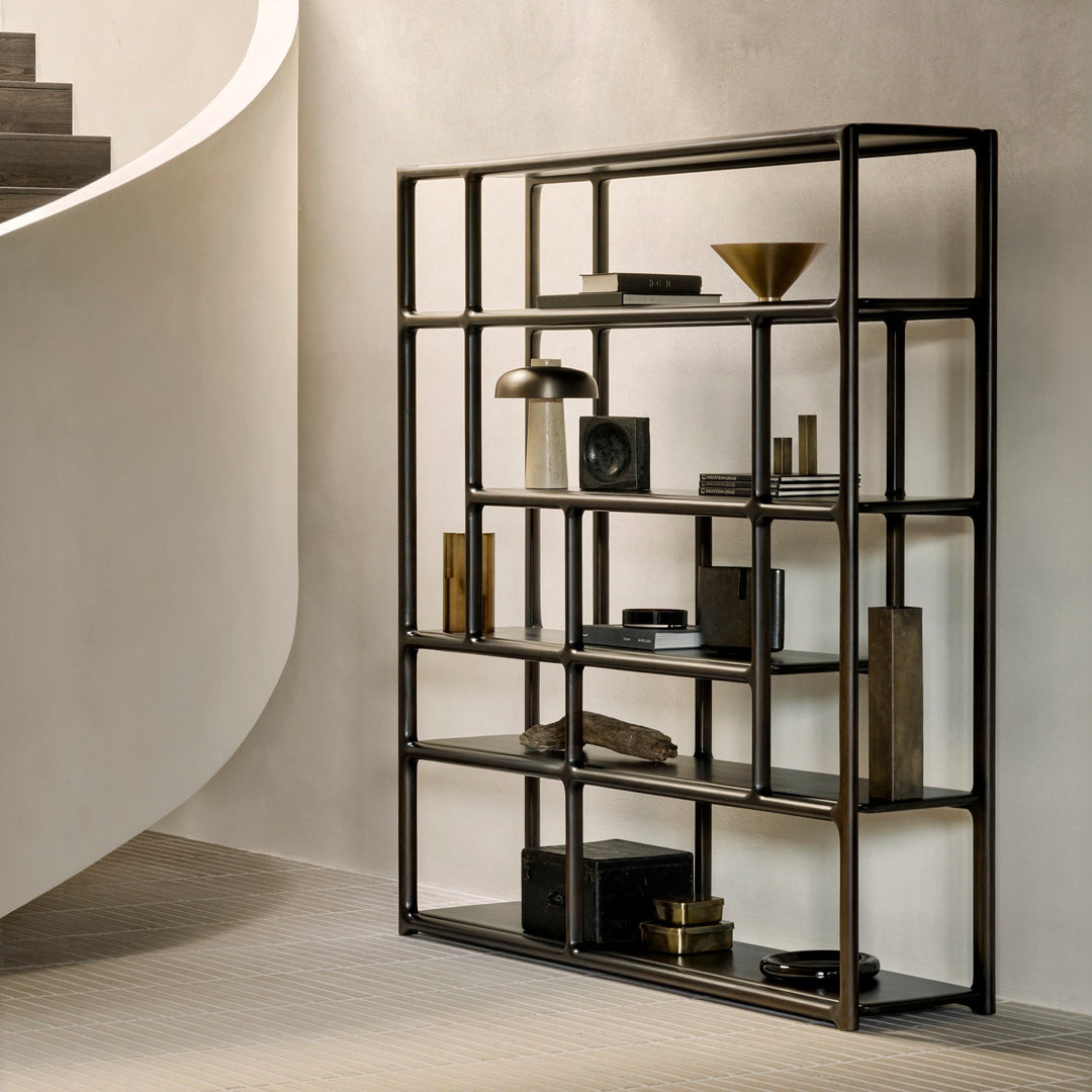 Ethnicraft Eda tall rack styled in a modern interior
