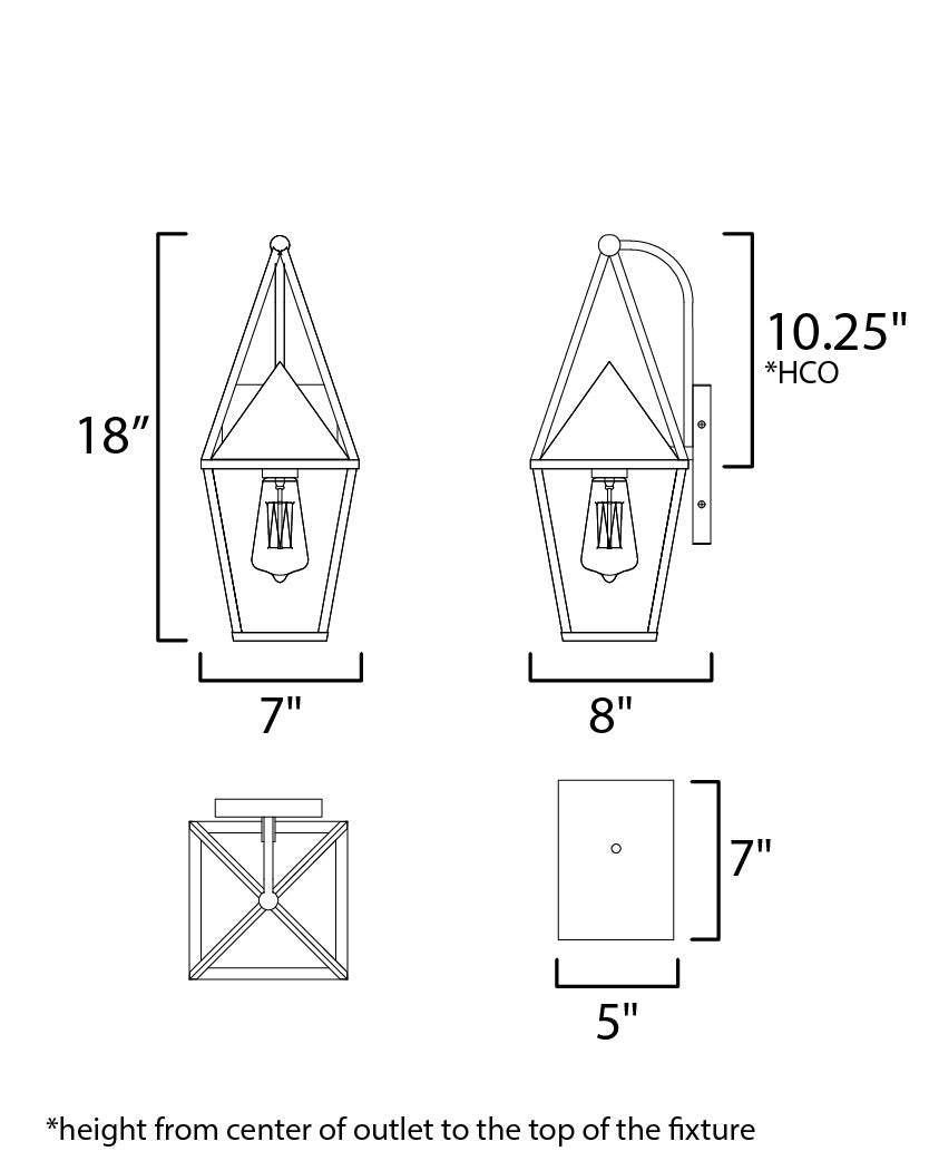 Bavaria 1-Light Small Outdoor Wall Sconce by Studio M Lighting – line drawing