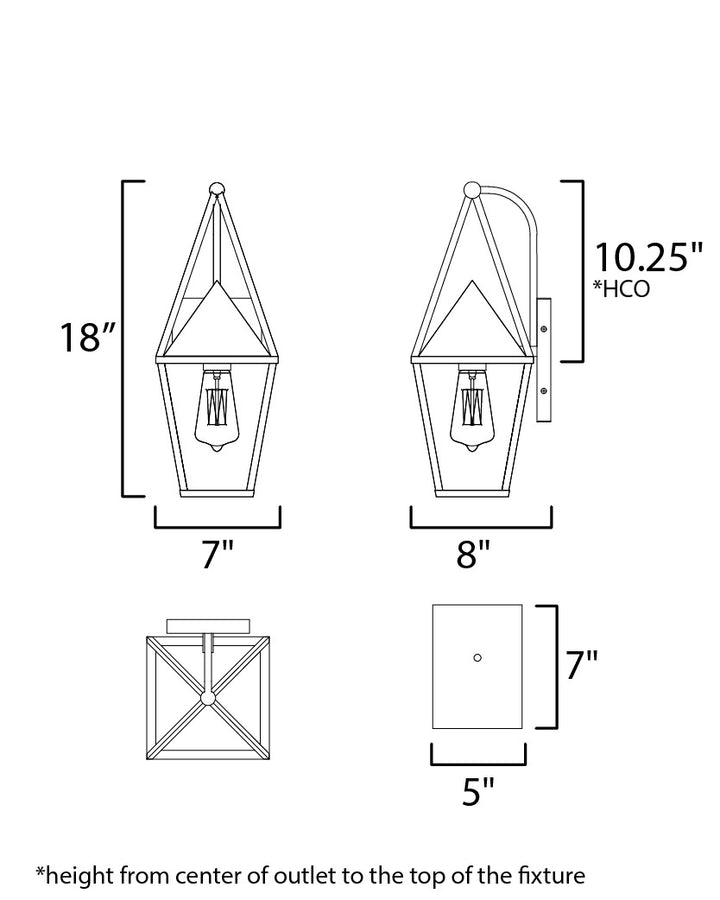Bavaria 1-Light Small Outdoor Wall Sconce by Studio M Lighting – line drawing