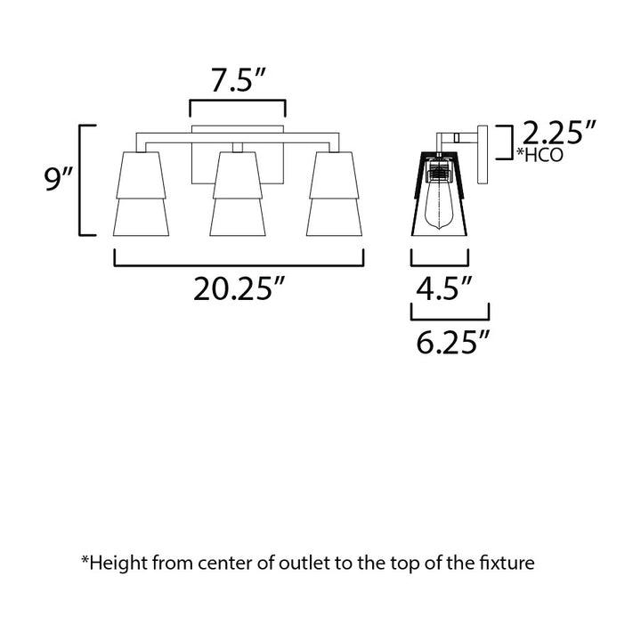 Carpenter 3-Light Bath Vanity by Studio M Lighting – line drawing