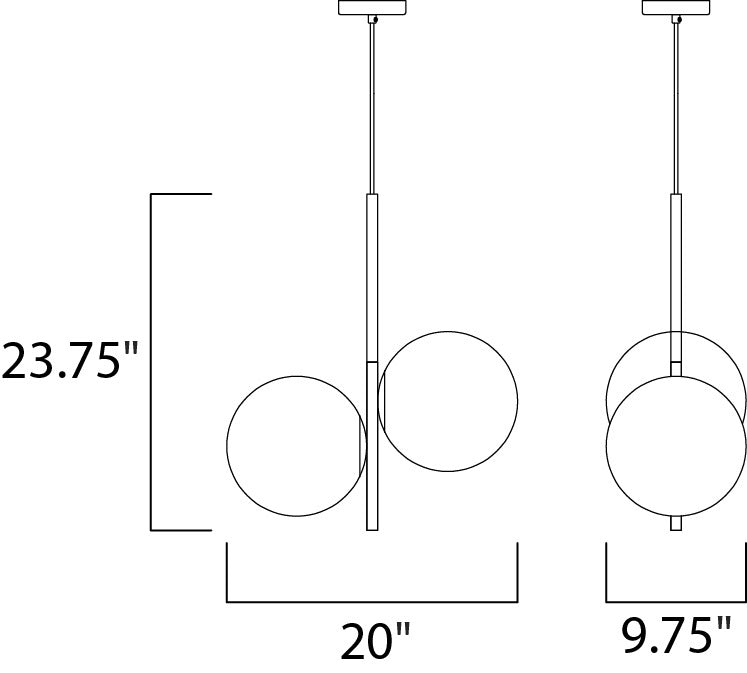 Vesper 2-Light Pendant by Studio M Lighting – line drawing