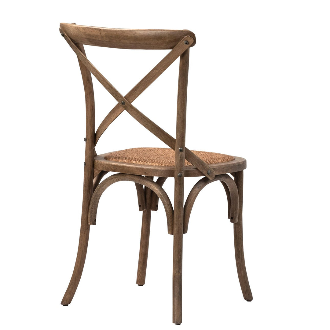 Galen Oak and Rattan Dining Chair, back three quarter view