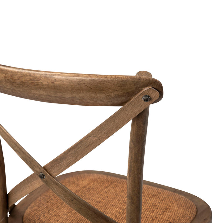 Galen Oak and Rattan Dining Chair, back view