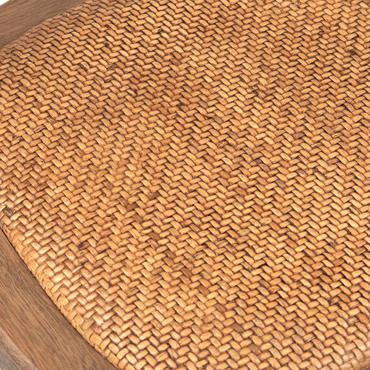 Galen Oak and Rattan Dining Chair, detail 1 view