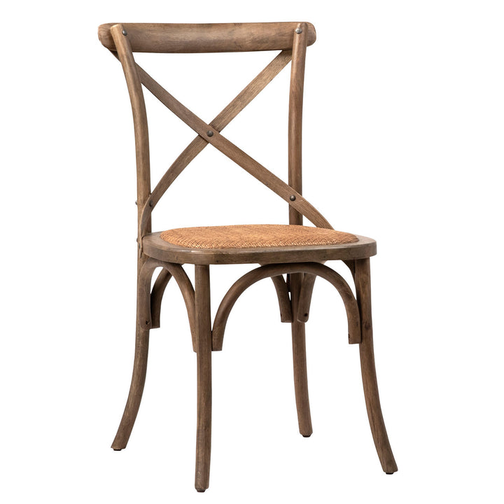 Galen Oak and Rattan Dining Chair, three-quarter studio view