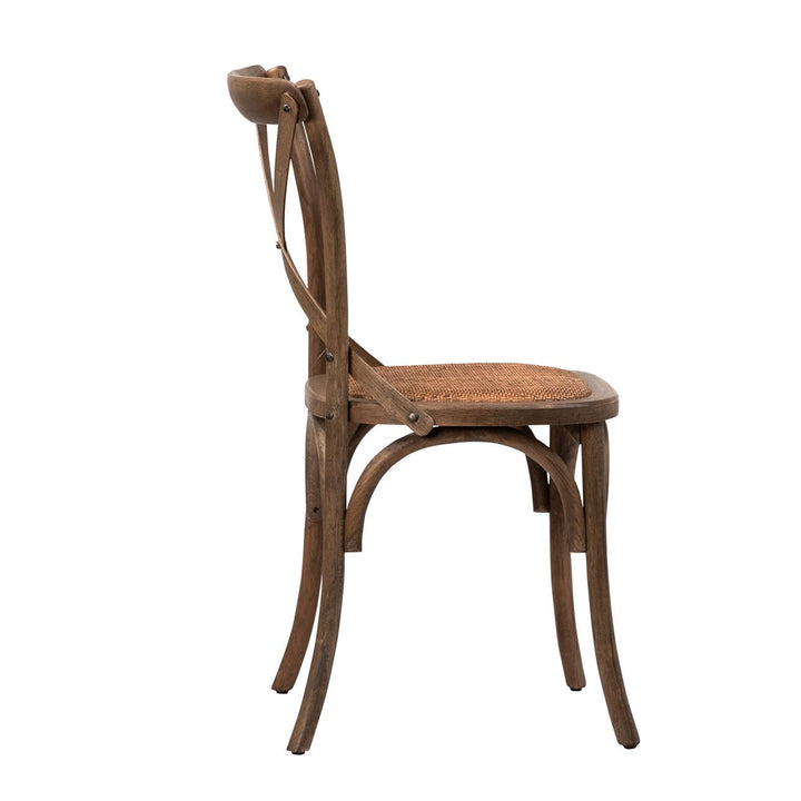 Galen Oak and Rattan Dining Chair, profile view