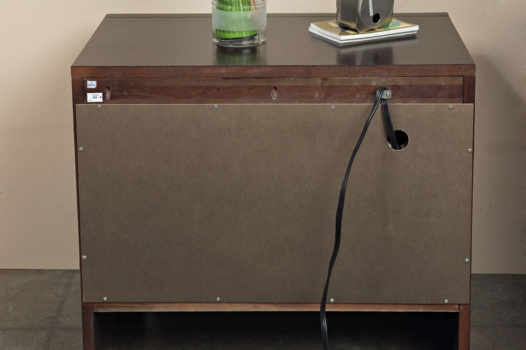 Element Charging Station Nightstand in Chocolate Brown — detail view