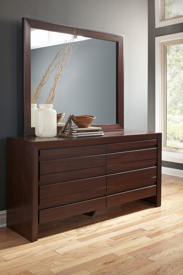 Element Dresser in Chocolate Brown — styled with the matching mirror (sold separately)