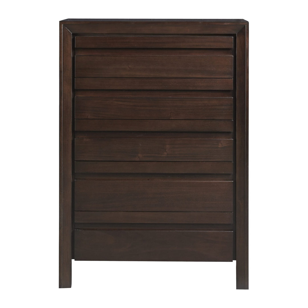 Element Five Drawer Chest by Modus in Chocolate Brown — on a white background