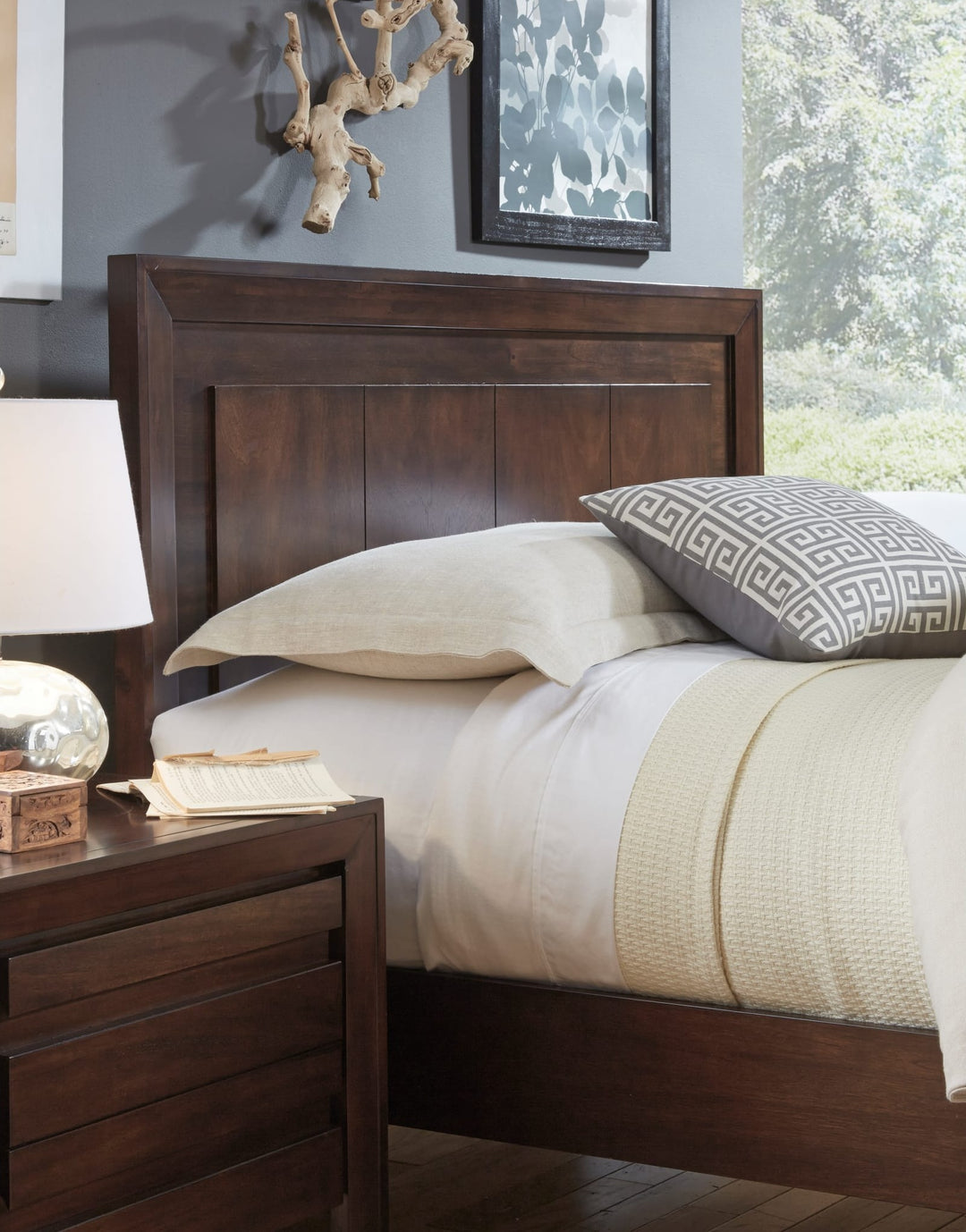 Element Nightstand in Chocolate Brown — in a bedroom setting