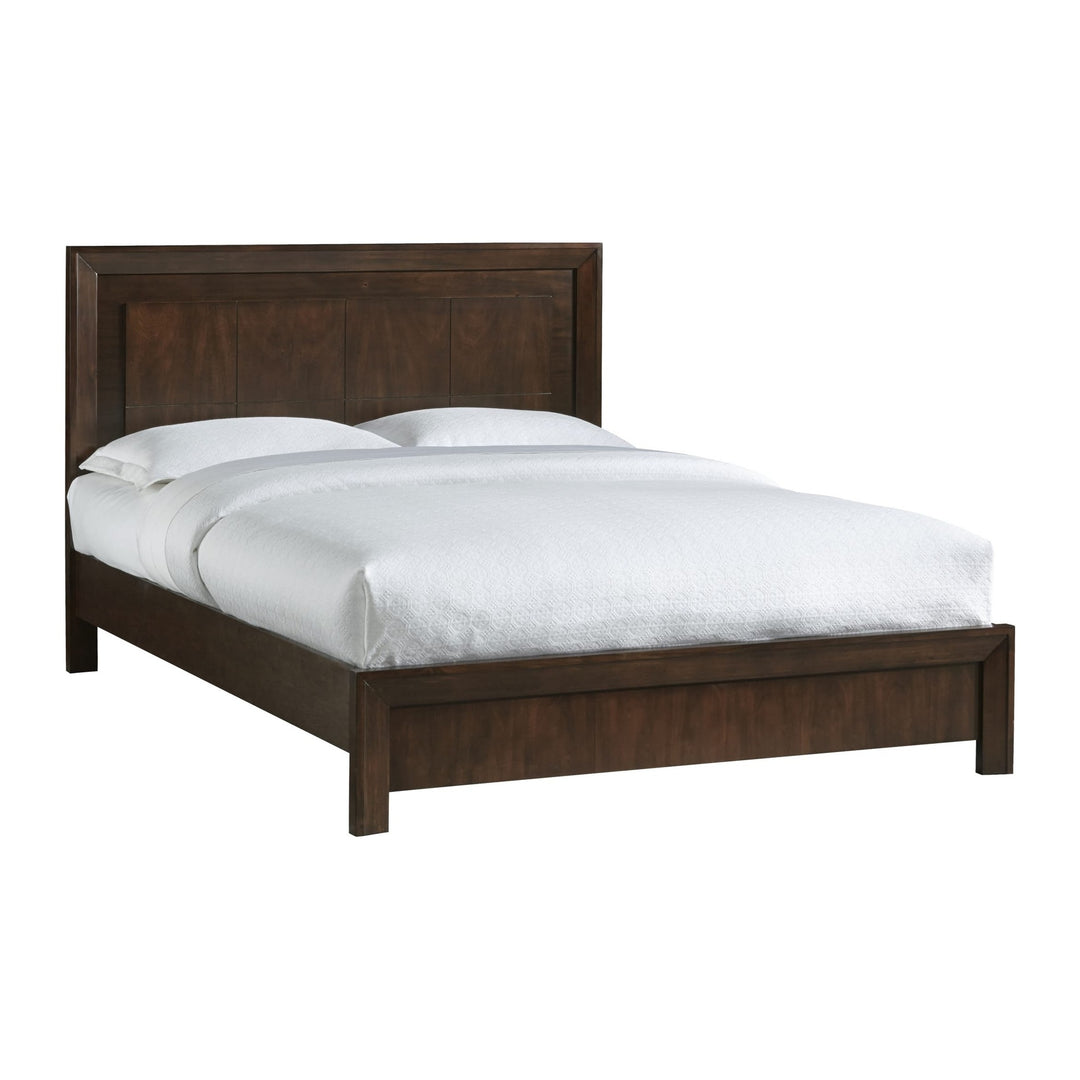 Element Wood Platform Bed by Modus in Chocolate Brown — white background, angled view
