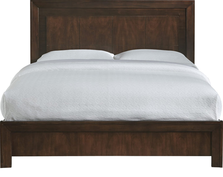 Element Wood Platform Bed in Chocolate Brown — white background, front view