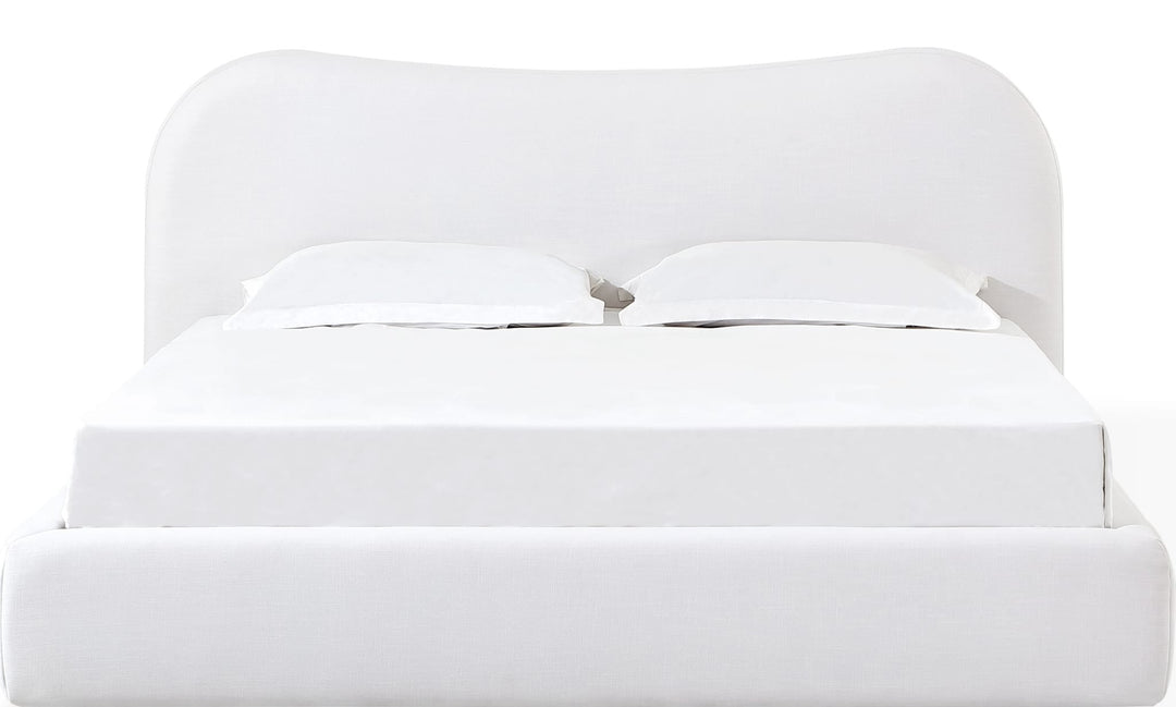 Elena Upholstered Bed in Vanilla Linen — white background, front view